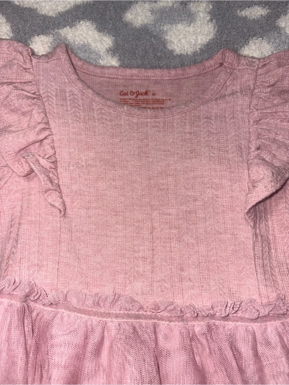 Cat & Jack Dusty Rose Long Sleeve Tulle Dress Toddler Girl 3T